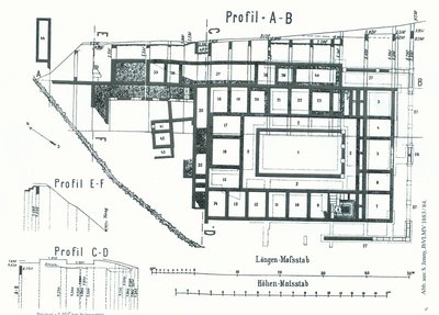 Ground Plan of Roman Villa Am Steinbuhel in Bregenz Brigantium by Samuel Jenny